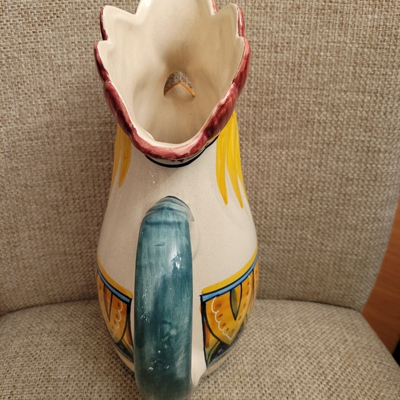 Vintage Delruta Hand Painted "Good Luck" Rooster Water Pitcher - Picture 4 of 6